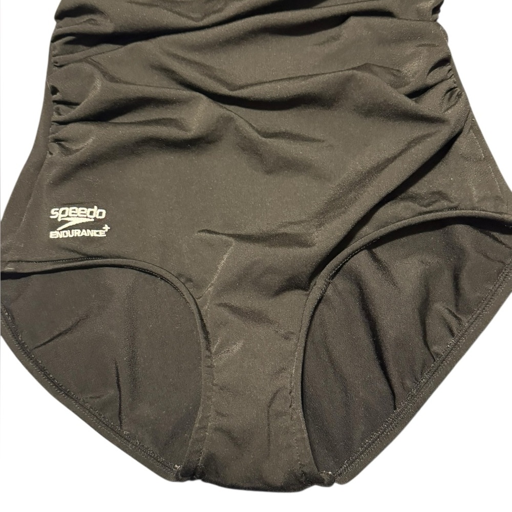 Speedo Endurance Plus Shirred Front One Piece Swimsuit Black Size 8 Power Mesh - Picture 7 of 12